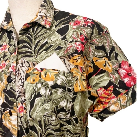 Vintage Safari Print Fit & Flare Dress Size 10 - Picture 2 of 5